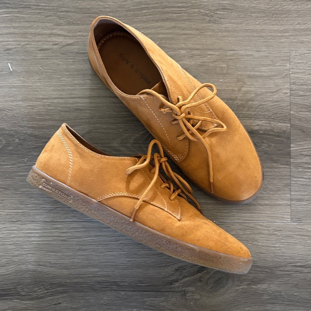 Sun + Stone Dean Mens Tan Textile Lace Up Oxford Shoes Size 10M 100128150